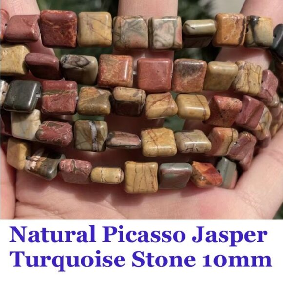 Natural Picasso Jasper Turquoise Stone Loose 10mm 15" strand - Picture 1 of 2